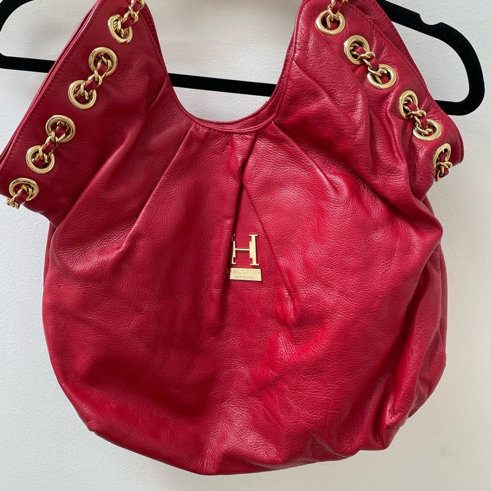 Halston Heritage Red Leather Bag